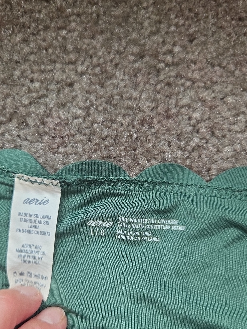 aerie High-Waist Scalloped Green Bikini Bottoms - Picture 2 of 4